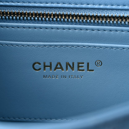 Chanel Lambskin Quilted Small Wenge Wood Flap Light Blue 6 of 10