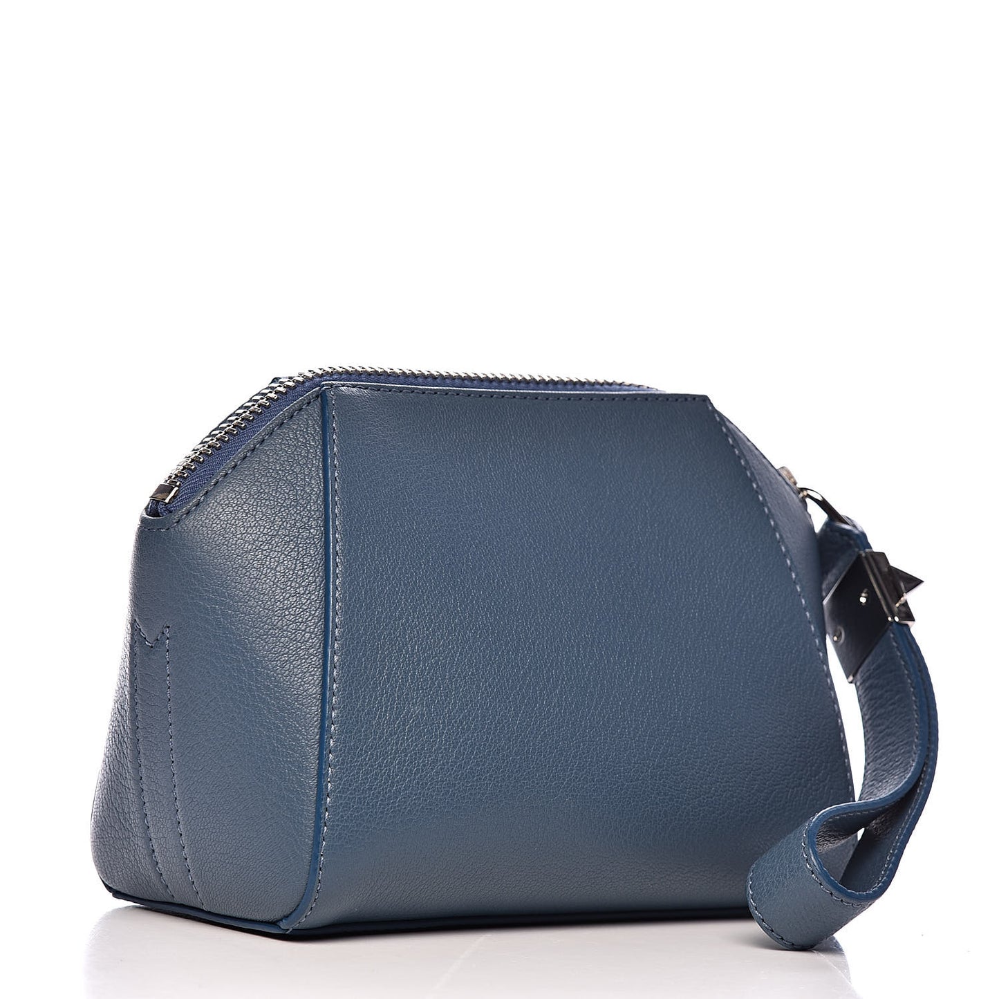 Sugar Goatskin Small Antigona Beauty Wristlet Blue Mineral