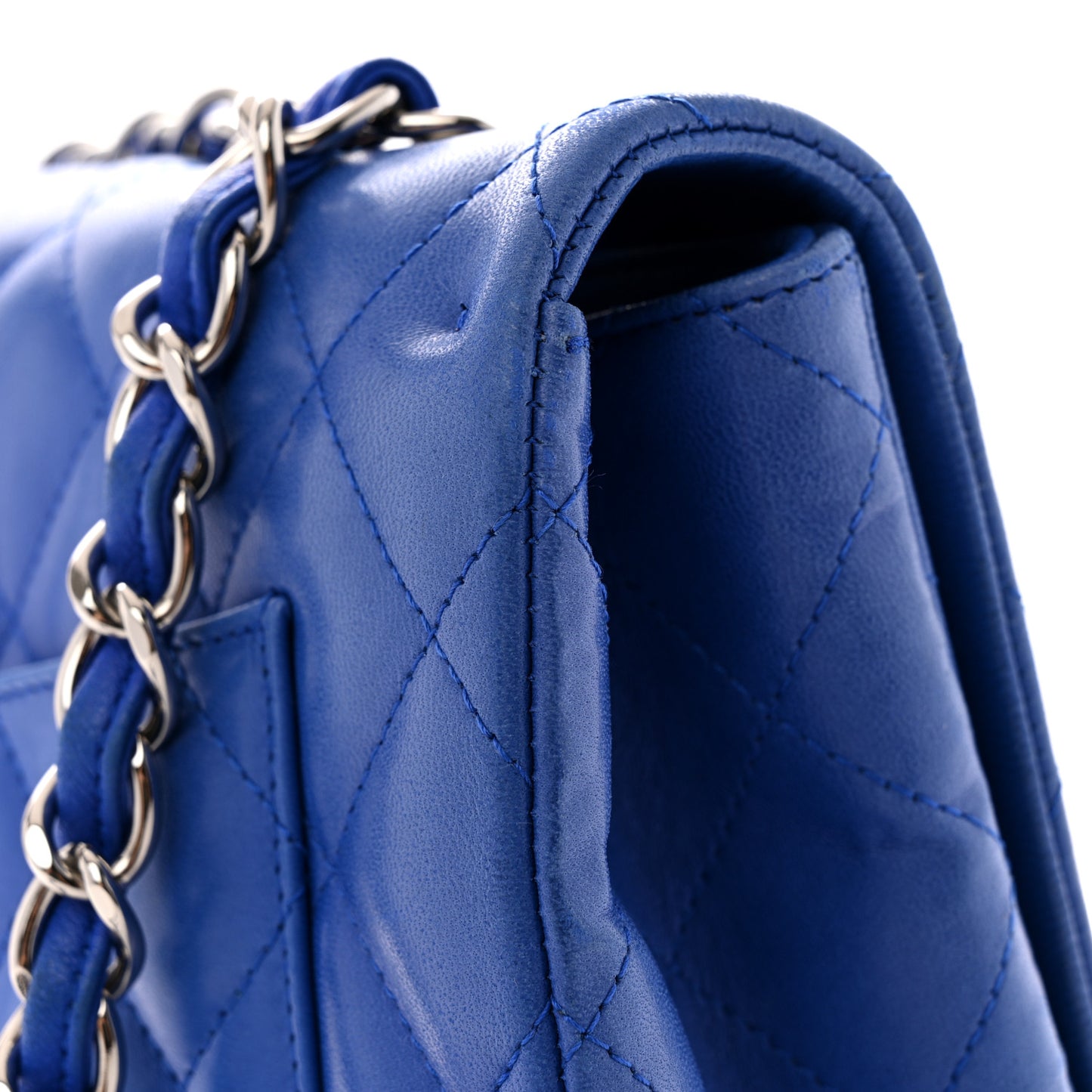 Lambskin Quilted Jumbo Single Flap Blue