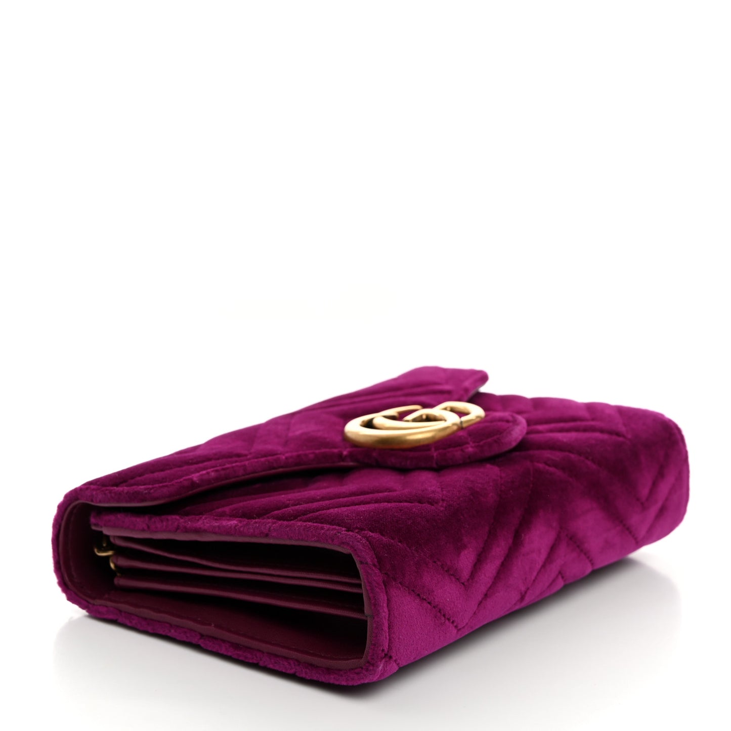 Velvet Matelasse GG Marmont Chain Wallet Fuchsia Violet Cyclamen