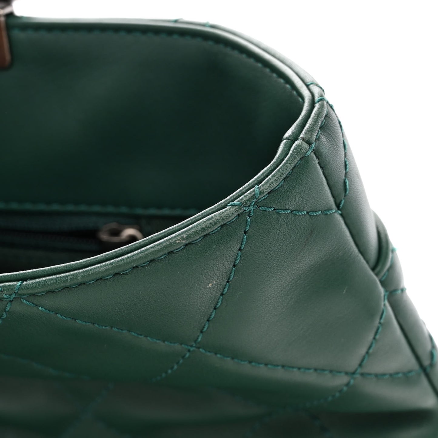 Calfskin Quilted Large Shopping In Chains Tote Green