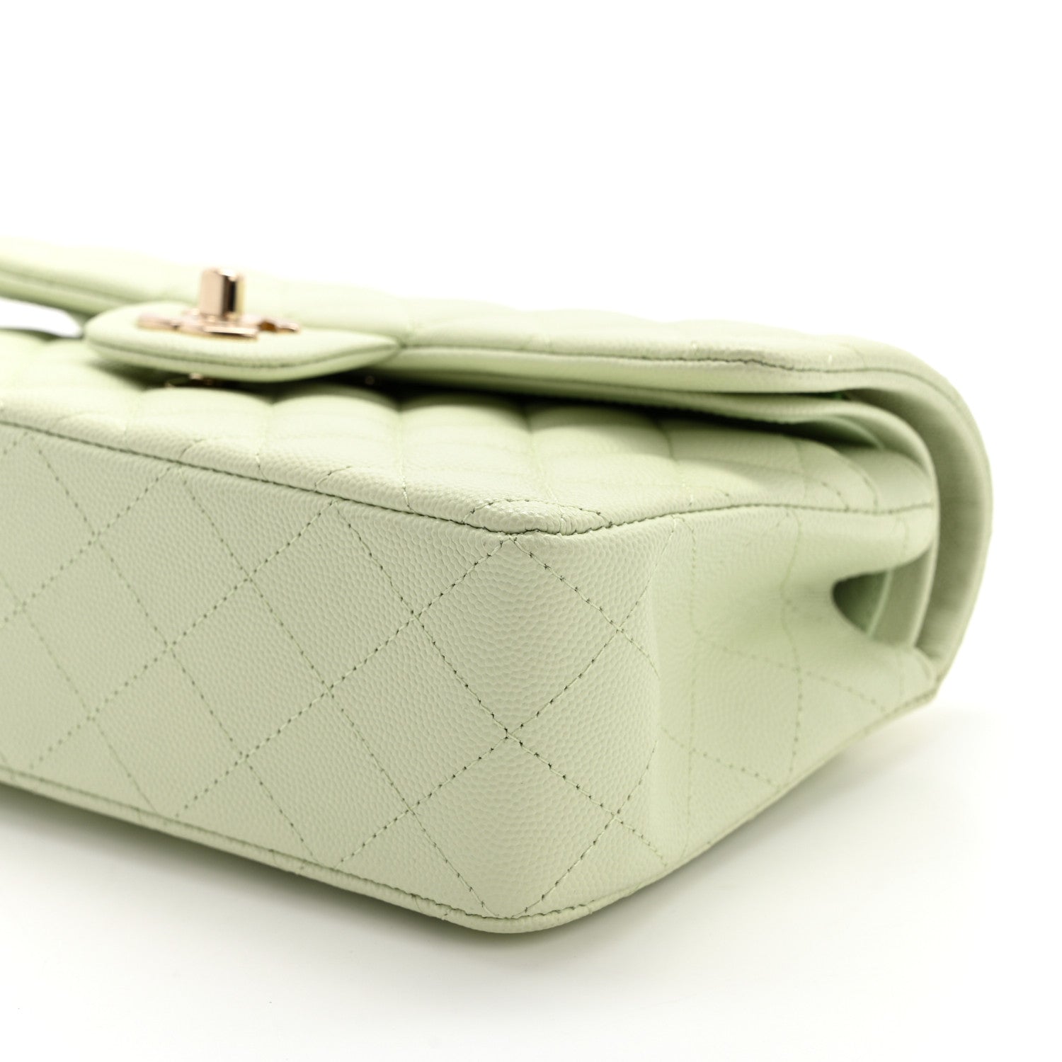 Chanel Caviar Quilted Small Double Flap Light Green 10 of 11