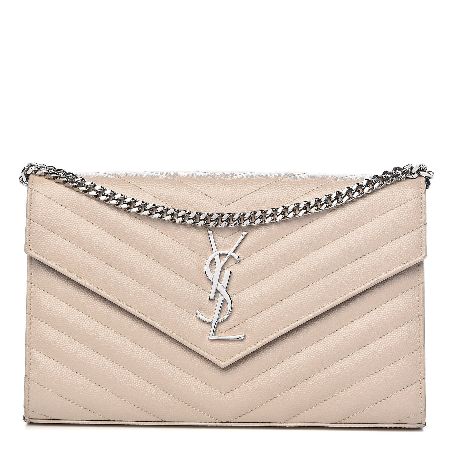 Grain De Poudre Matelasse Chevron Monogram Chain Wallet Rose Poudre