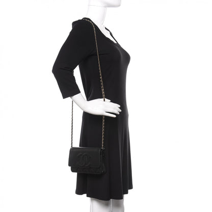 Chanel Goatskin Quilted Timeless CC Wallet On Chain WOC Black 2 of 12