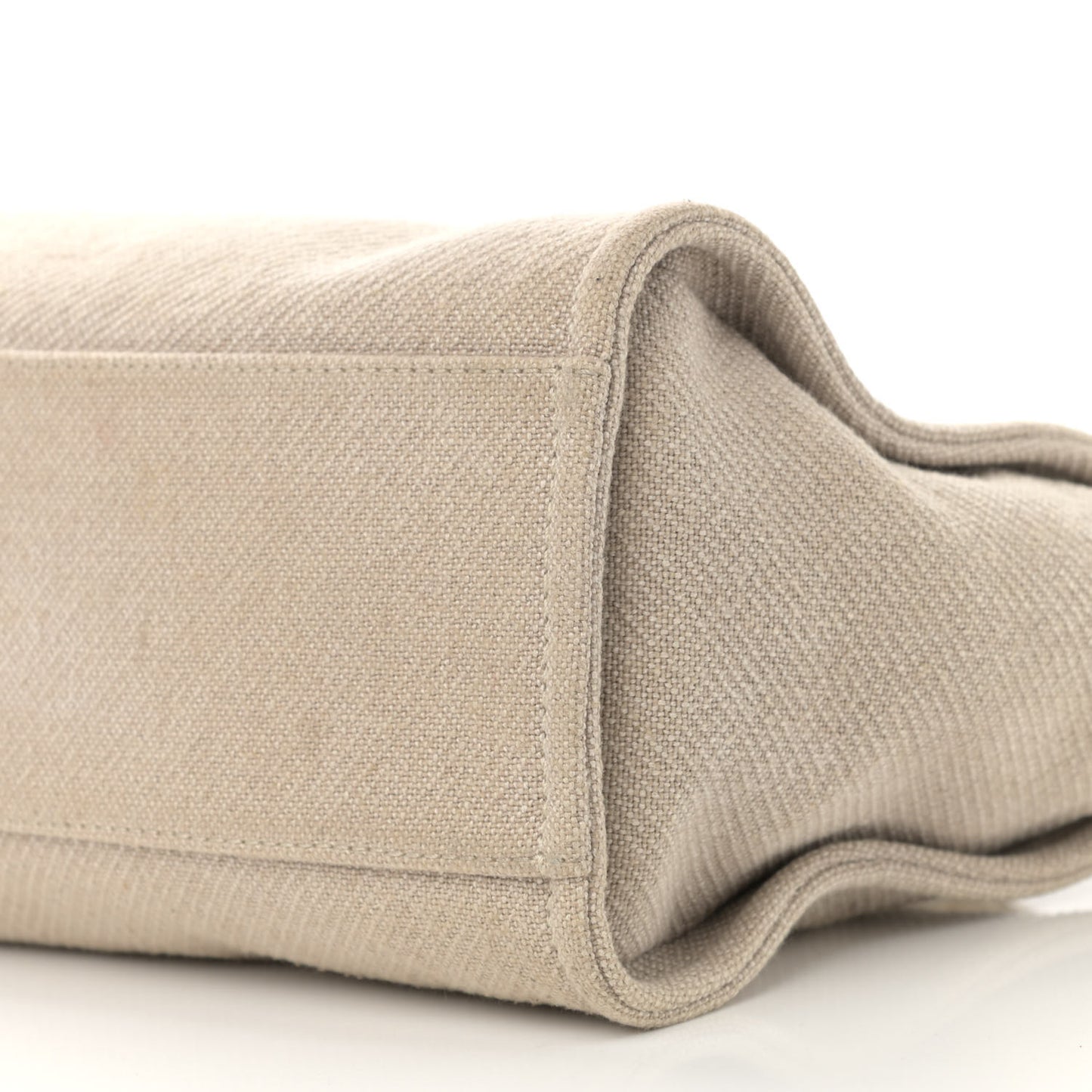 Mixed Fibers Calfskin Small Deauville Tote Beige White