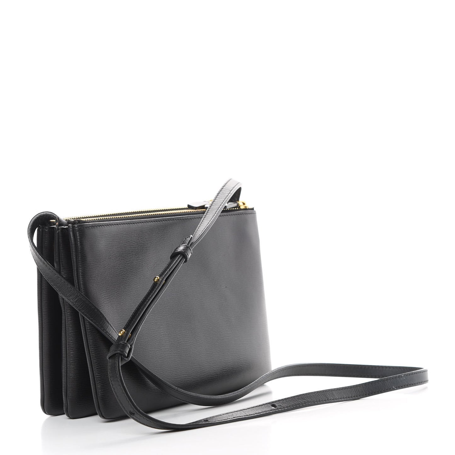Liege Calfskin Small Trio Crossbody Bag Black