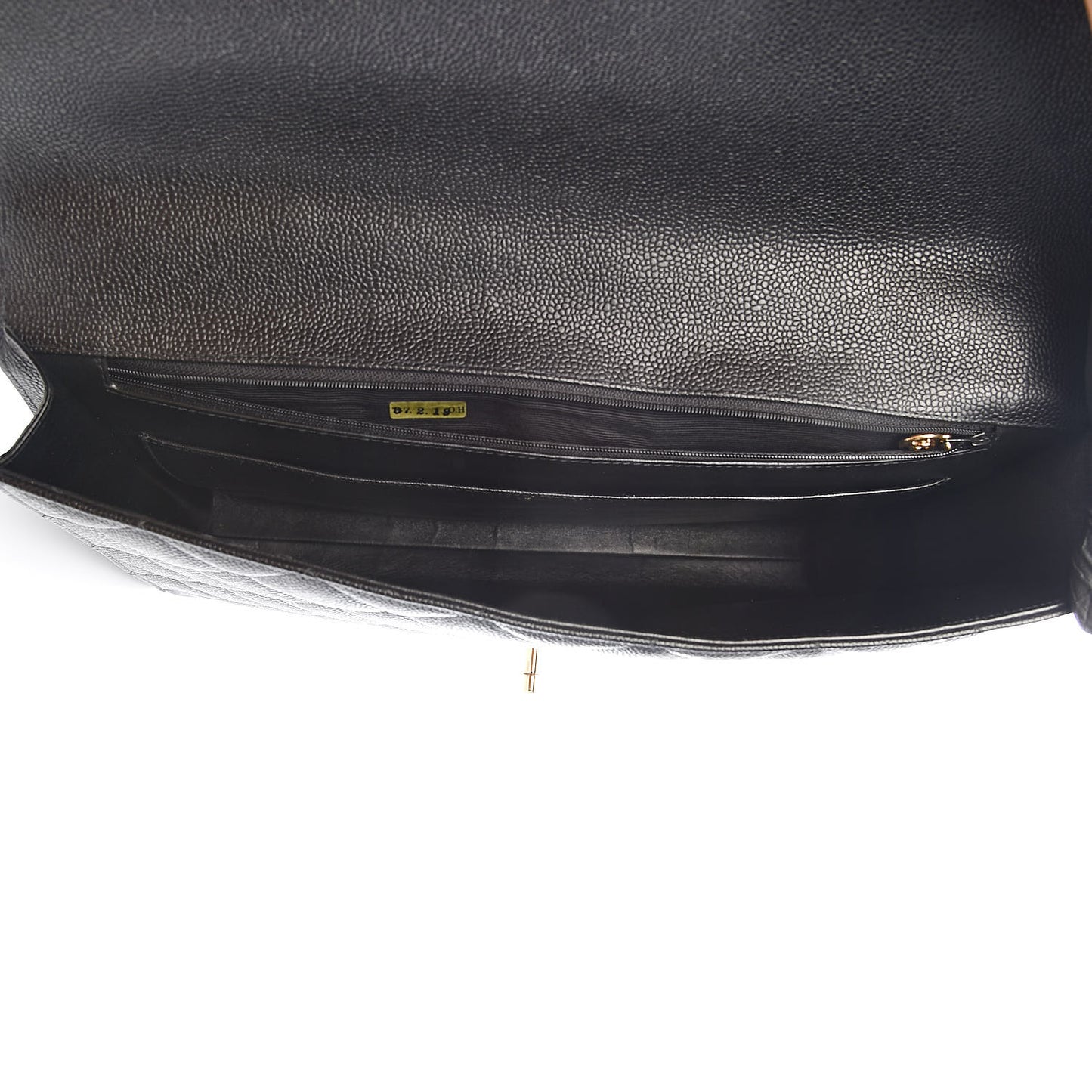Caviar Quilted Briefcase Laptop Bag Black
