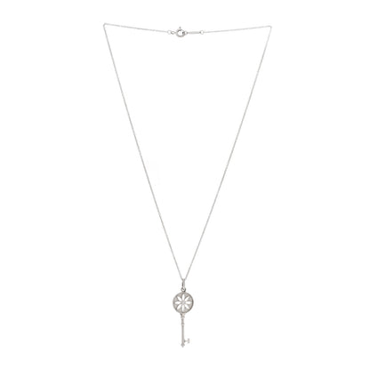 Tiffany Sterling Silver Diamond Small Daisy Key Pendant Necklace 3 of 4