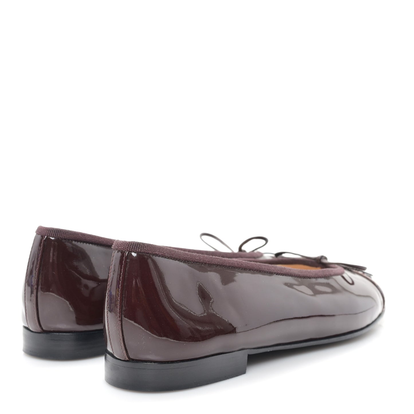 Patent Calfskin CC Cap Toe Ballerina Flats 38.5 Burgundy