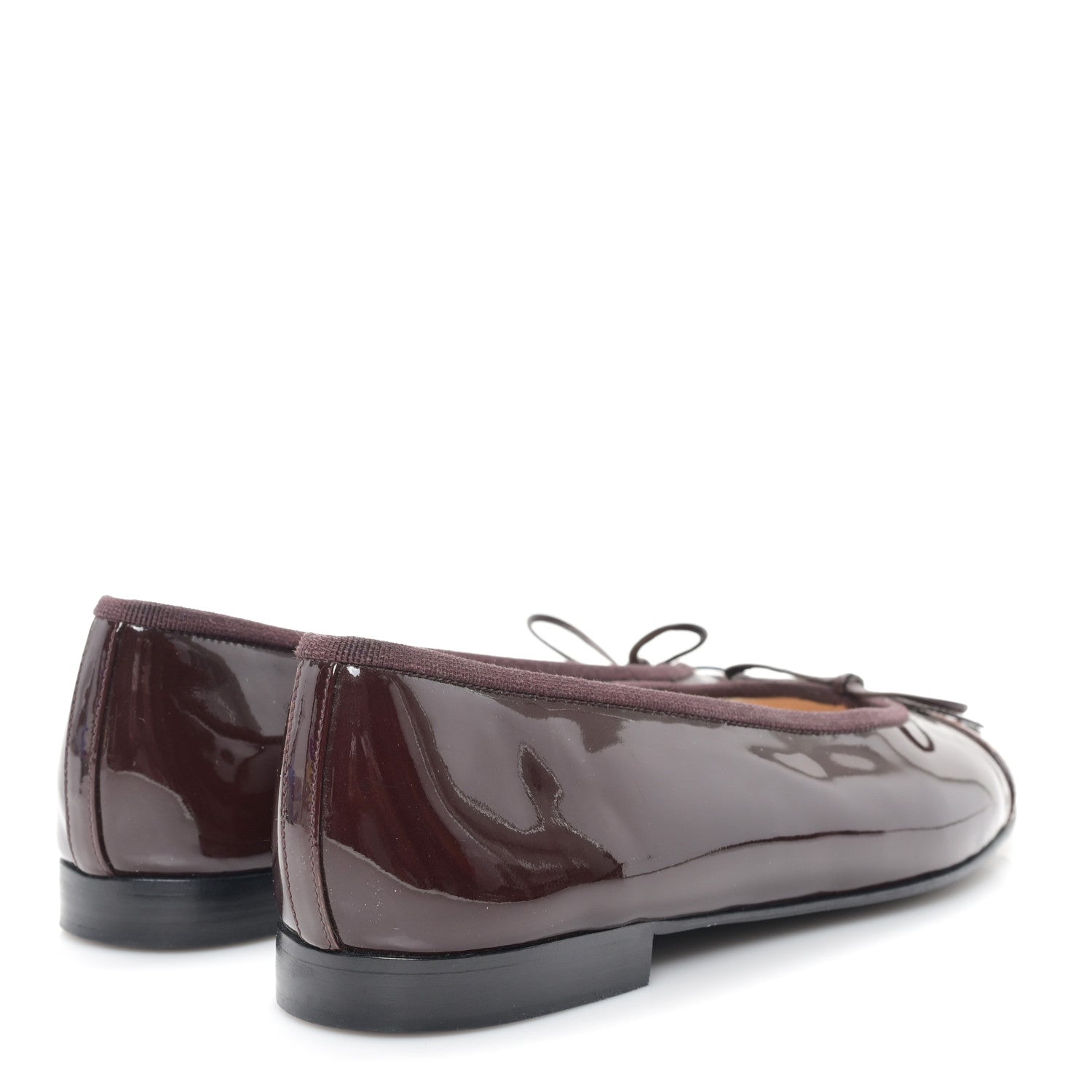 Chanel Patent Calfskin CC Cap Toe Ballerina Flats 38.5 Burgundy 4 of 8