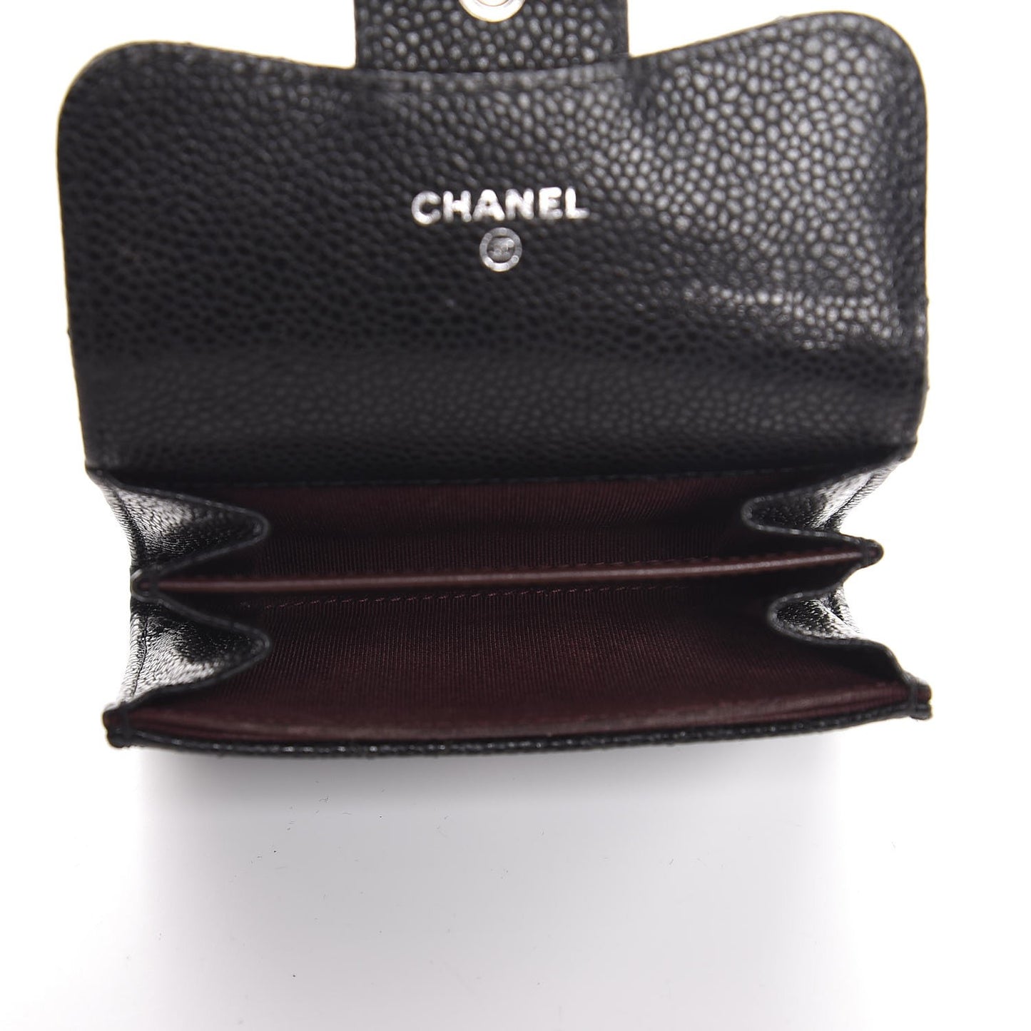 Caviar Quilted Flap Card Holder Wallet Black