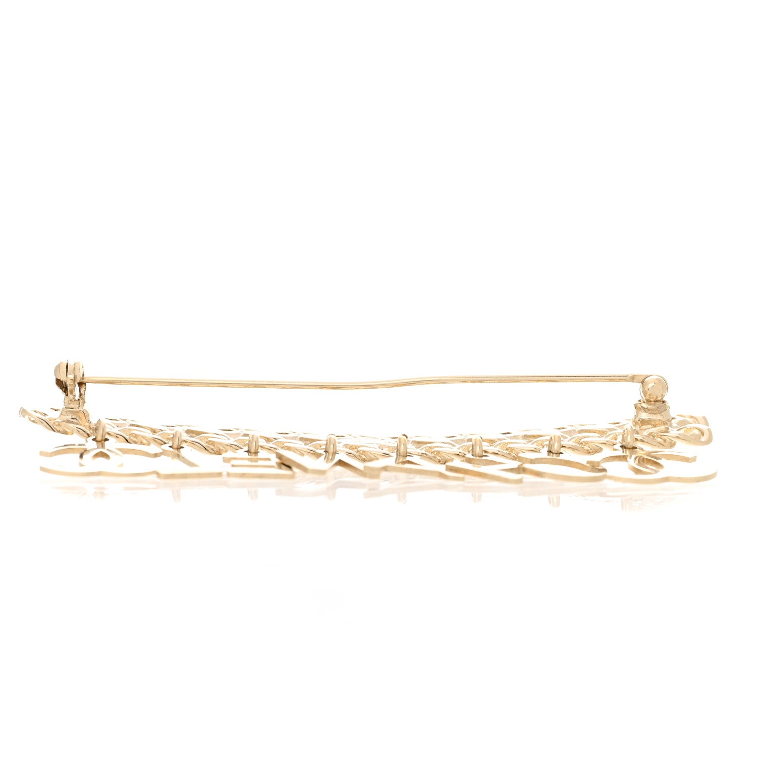 Chanel Crystal CC Logo Charms Brooch Gold 5 of 6