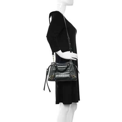 Balenciaga Extra Supple Calfskin Crocodile Embossed Neo Classic Hardware XS City Forest Green 2 of 9