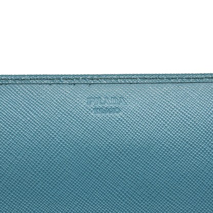 Prada Saffiano Metal Oro Chain Wallet Turchese 6 of 10