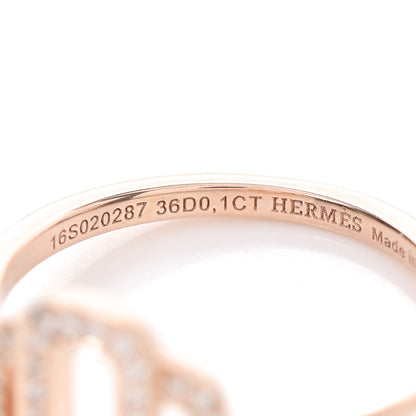 Hermes 18K Rose Gold Diamond Attelage Ring 51 5.75 5 of 6