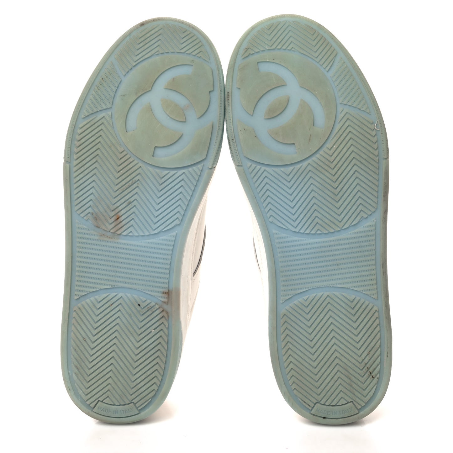 Calfskin CC Womens Sneakers 37 White Blue