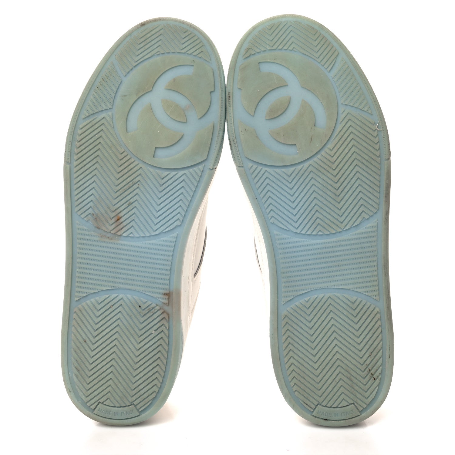 Chanel Calfskin CC Womens Sneakers 37 White Blue 6 of 8