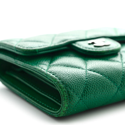 Chanel Caviar Quilted Compact Flap Wallet Green 9 of 15