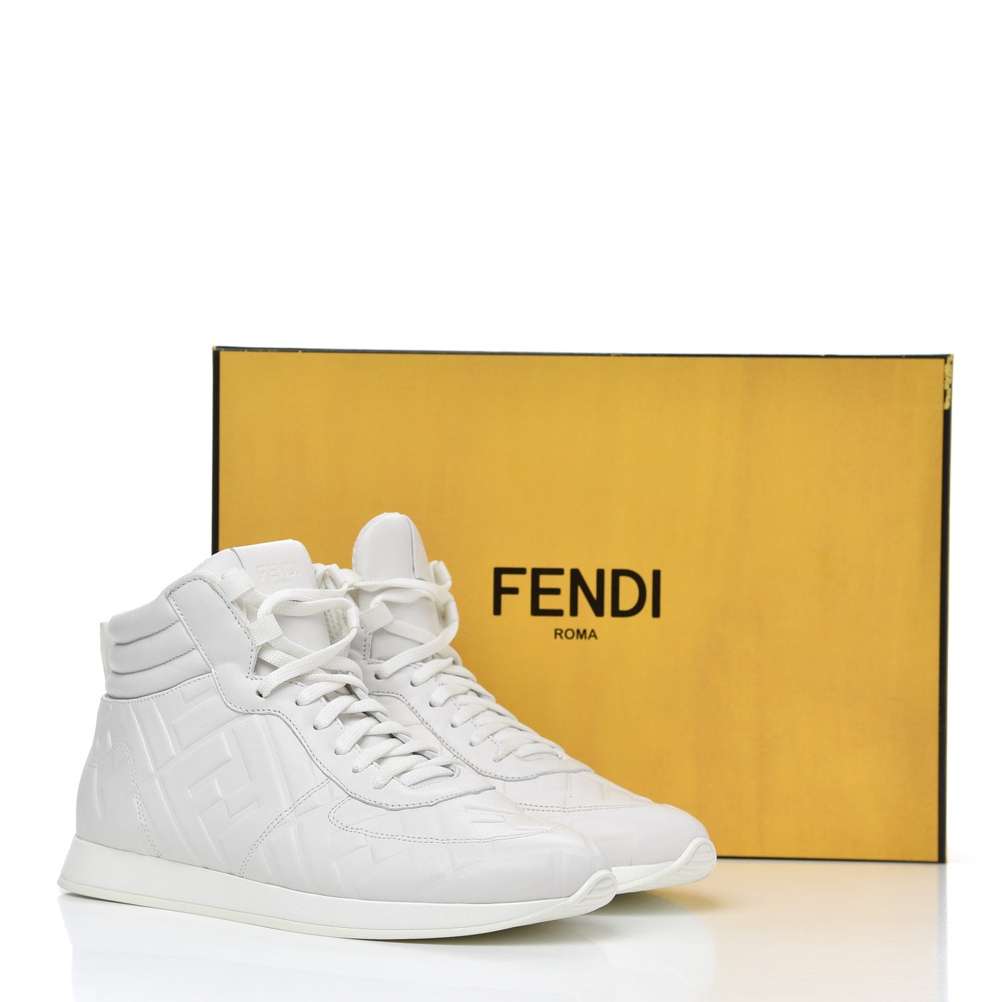 Nappa Macro FF Embossed Womens High Top Sneakers 37.5 White Ice