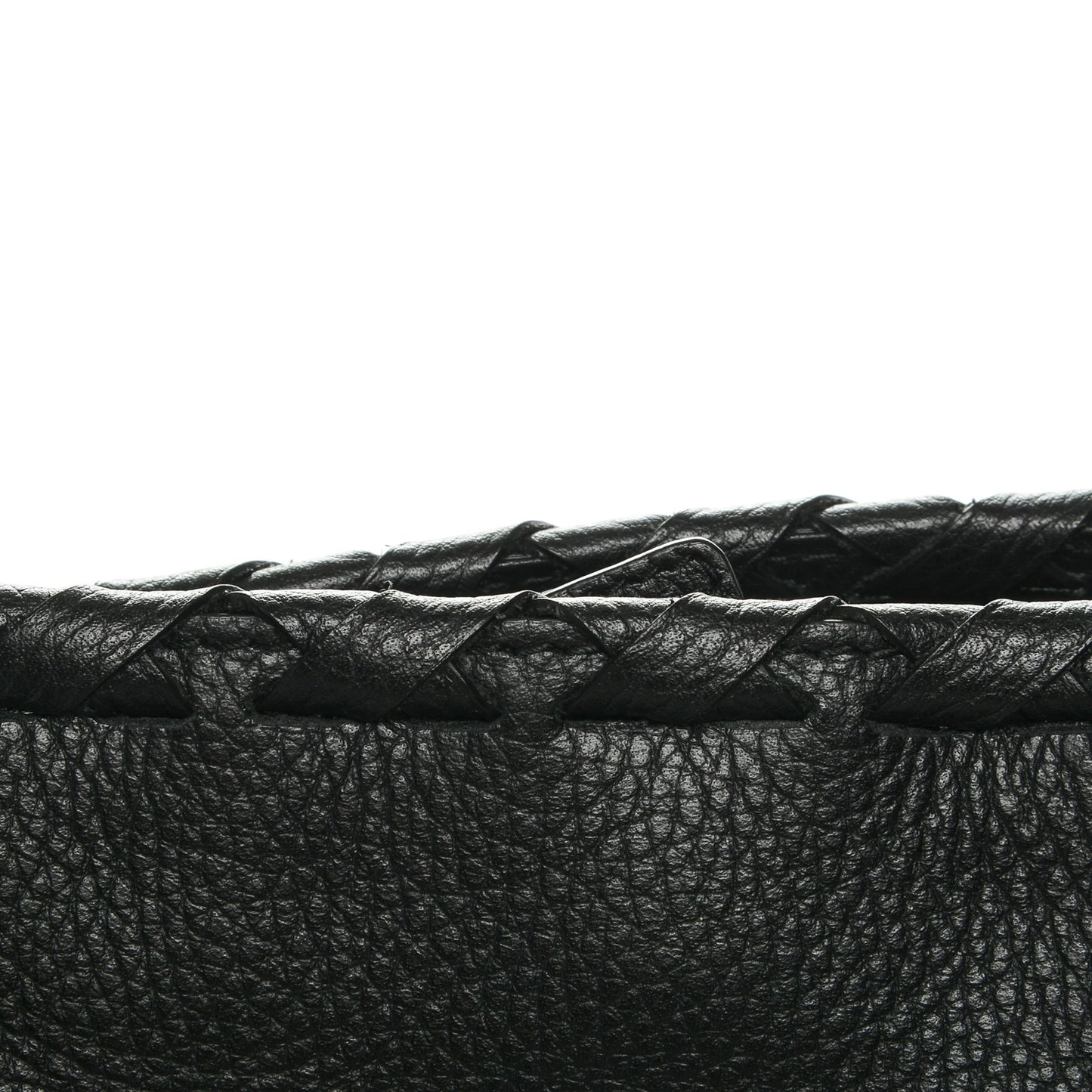 Pebbled Calfskin Bamboo Tassel Tote Black