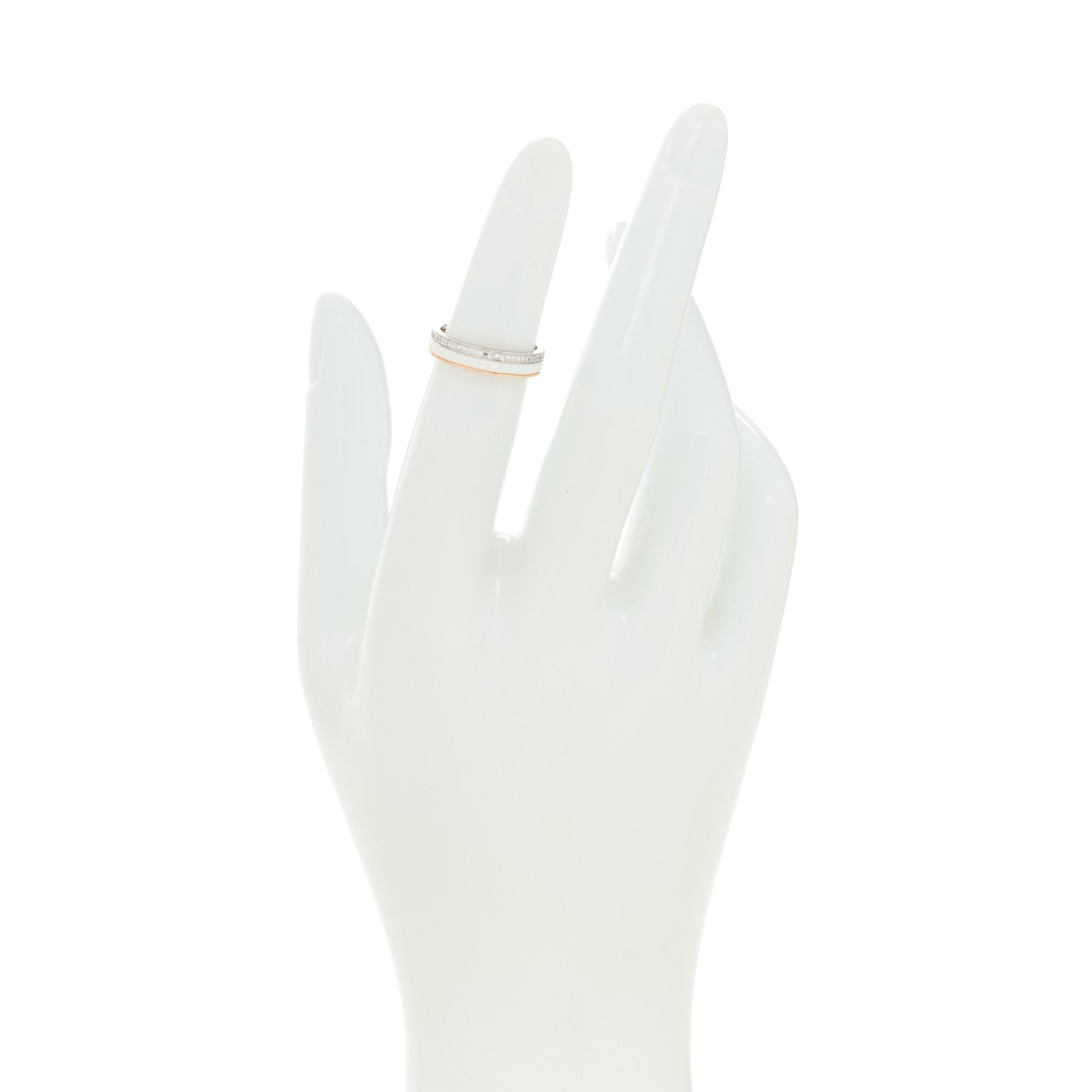 Boucheron 18K Pink White Gold Ceramic Diamond Quatre Classique Wedding Band Ring 46 3.75 2 of 6