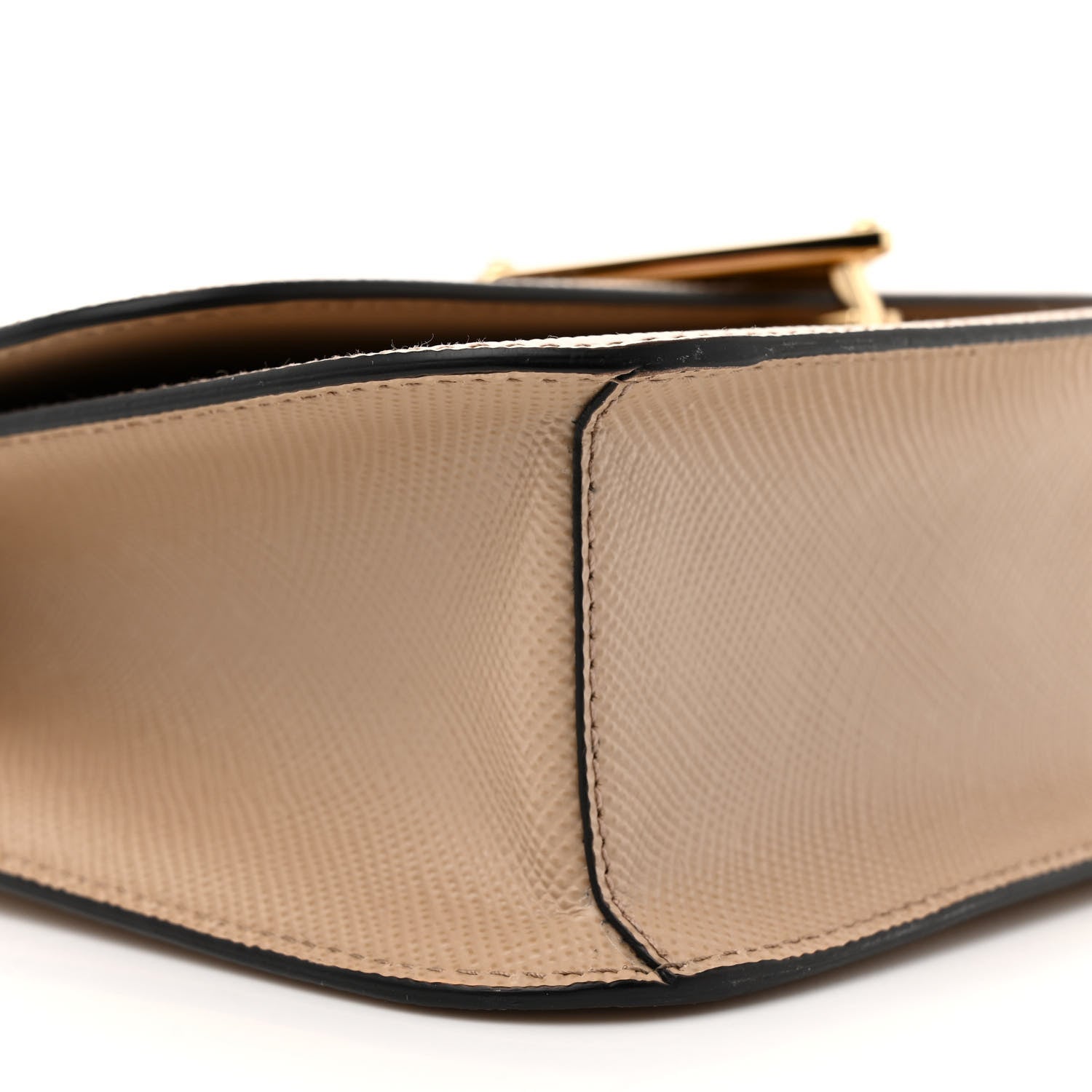 Prada Saffiano Cuir Triangle Embleme Flap Shoulder Bag Sabbia 8 of 11