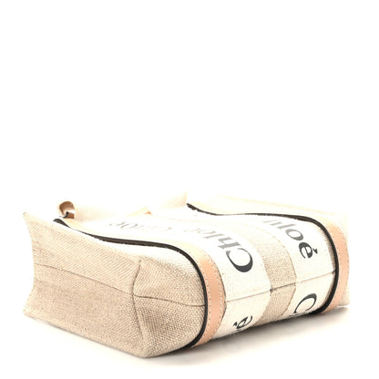 Chloe Cotton Calfskin Mini Woody Ribbon Tote White Light Brown 4 of 9
