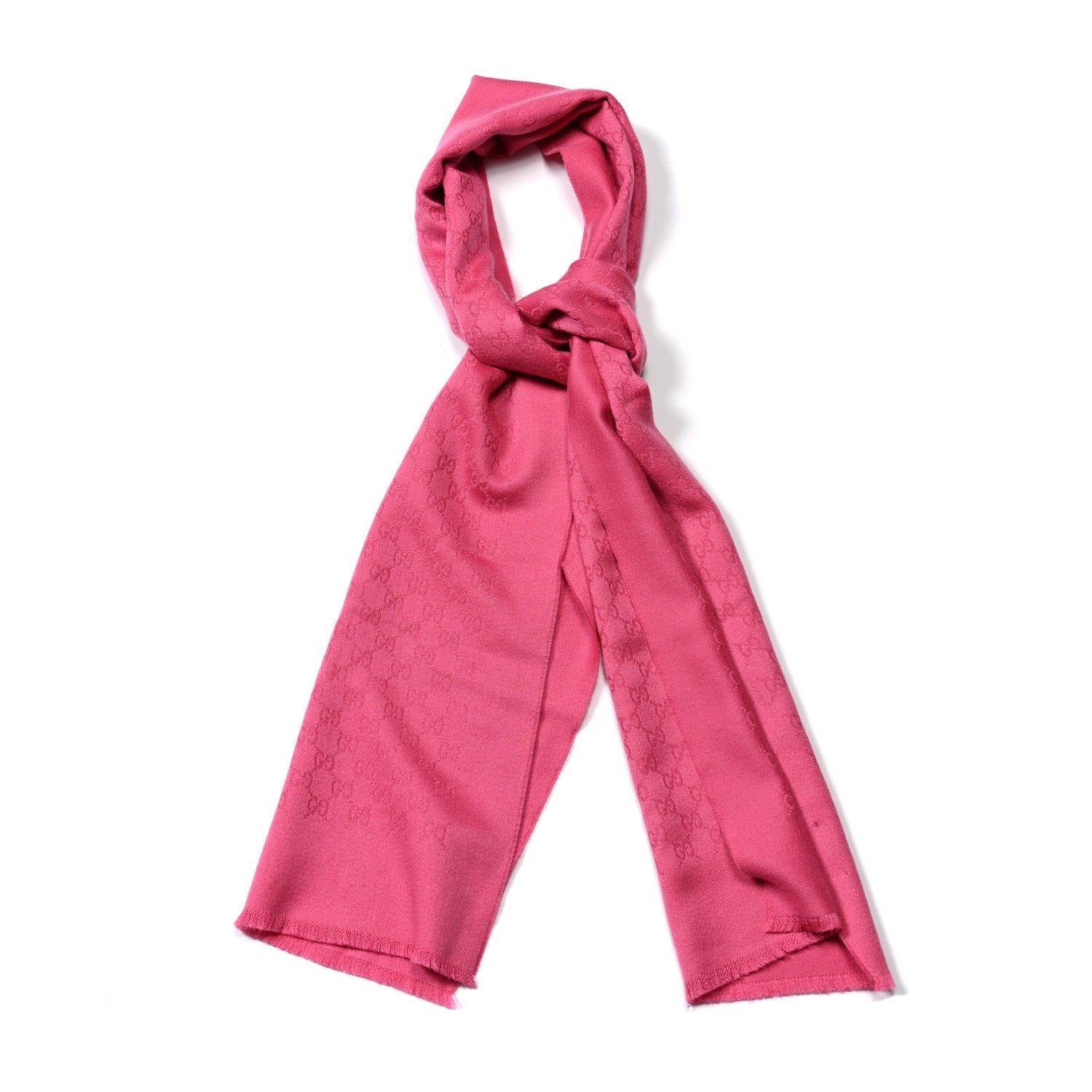 Gucci Cashmere GG Monogram Gem Lux Scarf Fuxia 1 of 4