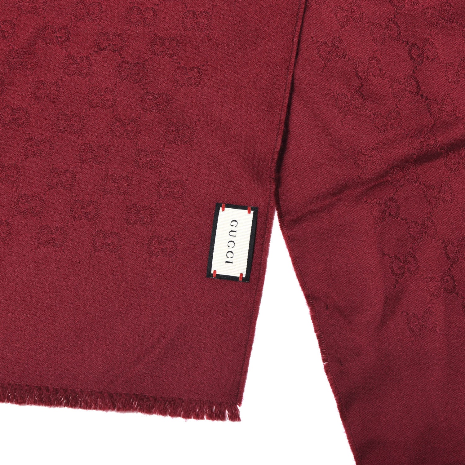 Gucci Cashmere GG Monogram Gem Lux Scarf Bordeaux 3 of 4