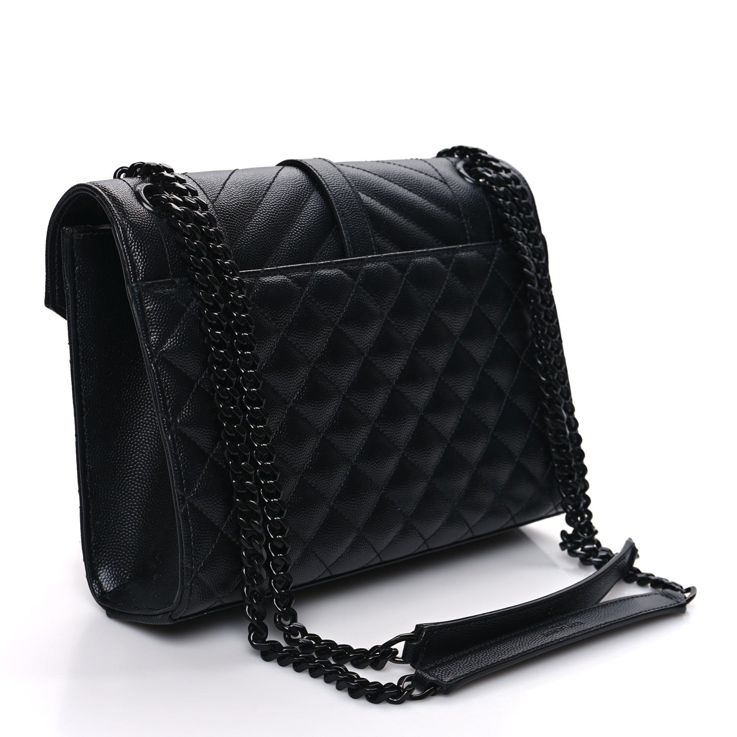 Saint Laurent Grain De Poudre Textured Mixed Matelasse Triquilt Medium Monogram Monochrome Satchel Black 3 of 8