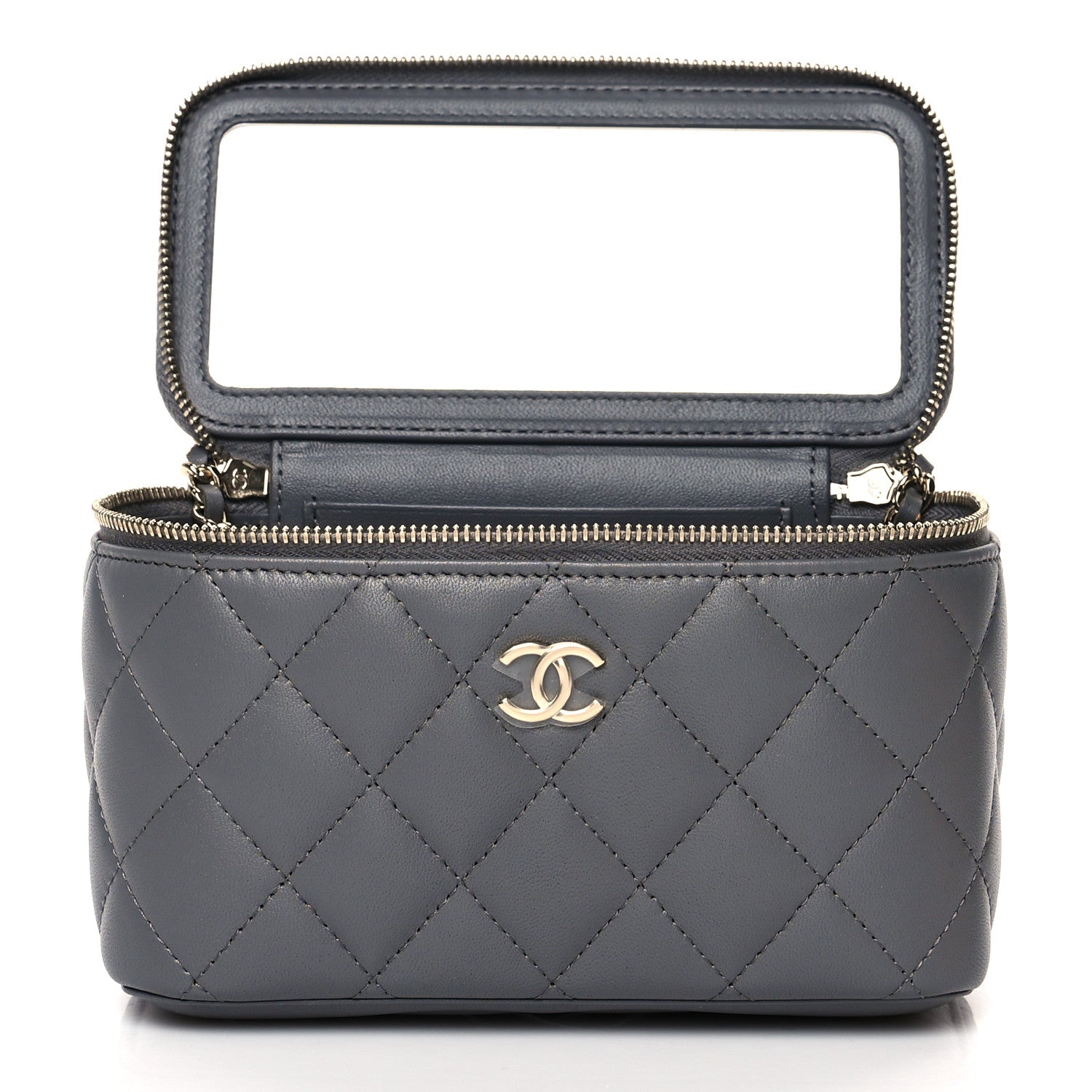 Chanel Lambskin Quilted Small Top Handle Vanity Case With Chain Grey 5 of 10