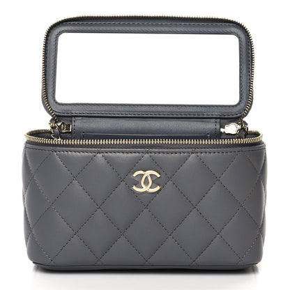 Chanel Lambskin Quilted Small Top Handle Vanity Case With Chain Grey 5 of 10