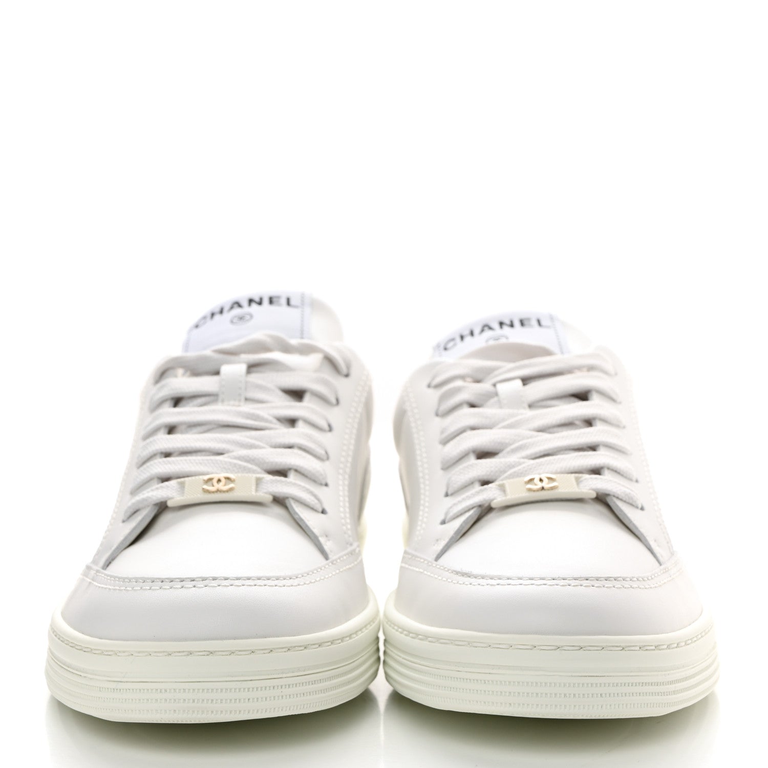 Chanel Calfskin Womens CC Logo Sneakers 38 White 2 of 10