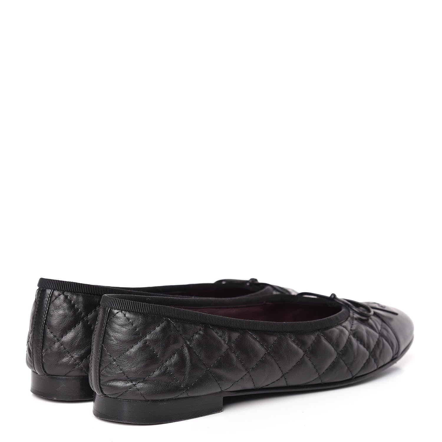 Chanel Aged Calfskin Quilted Cap Toe Ballerina Flats 39.5 Black 4 of 15