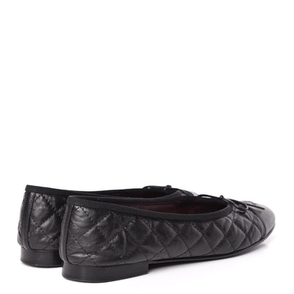 Chanel Aged Calfskin Quilted Cap Toe Ballerina Flats 39.5 Black 4 of 15