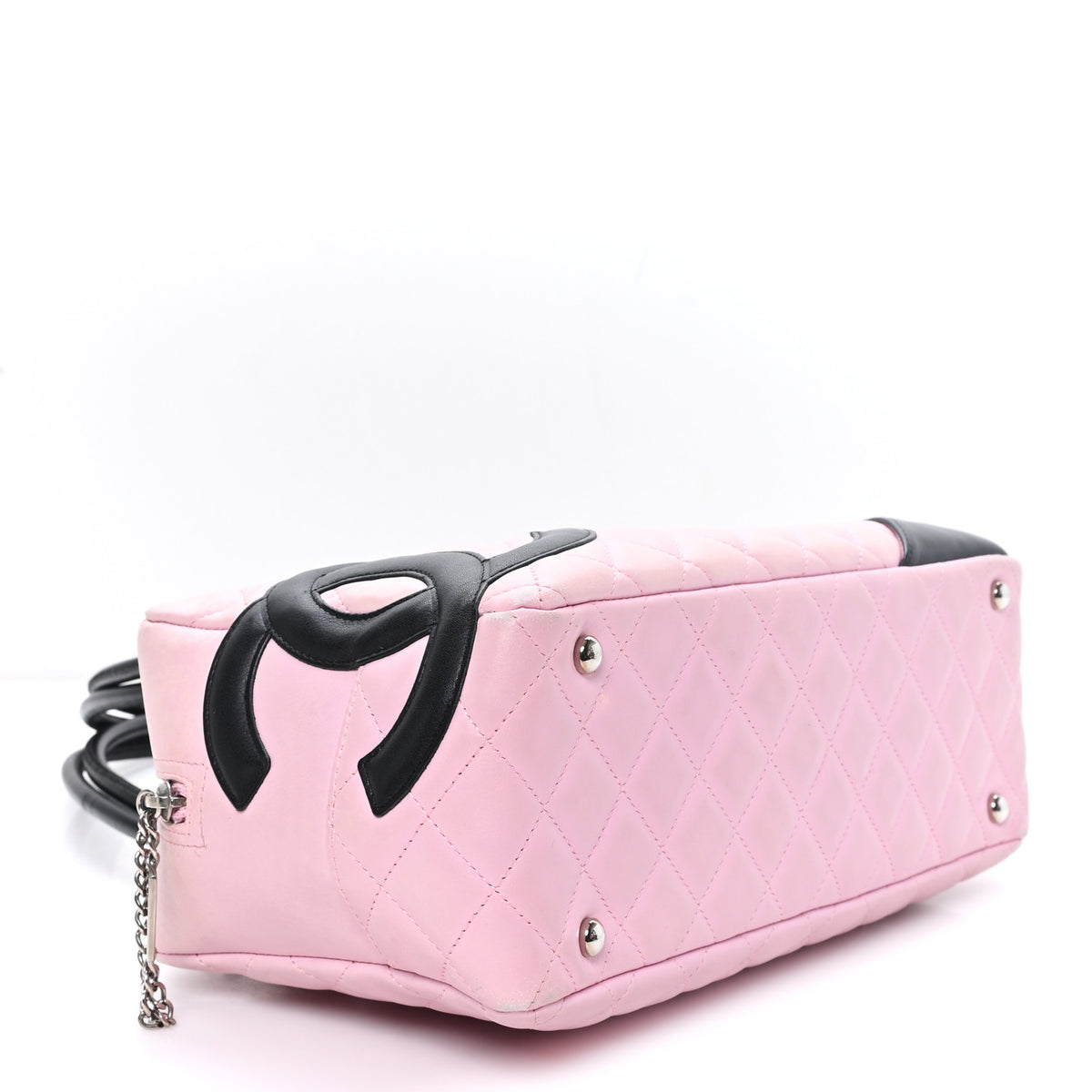 Calfskin Quilted Large Cambon Bowler Pink Black