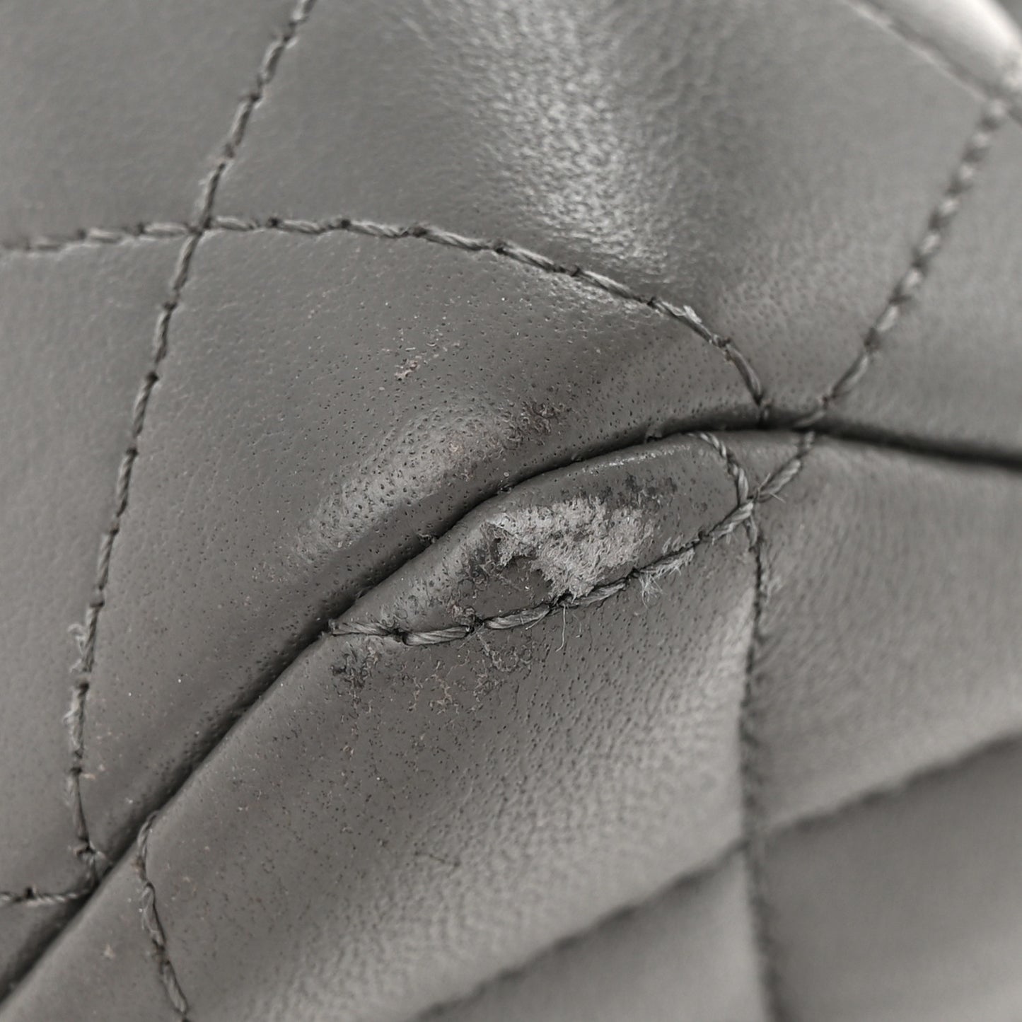 Lambskin Quilted Mini Top Handle Rectangular Flap Dark Grey