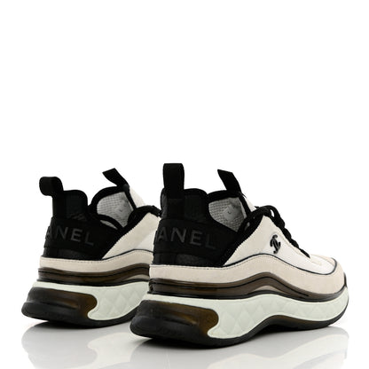 Chanel Velvet Calfskin Mixed Fibers CC Sneakers 39.5 Ivory Black 4 of 10
