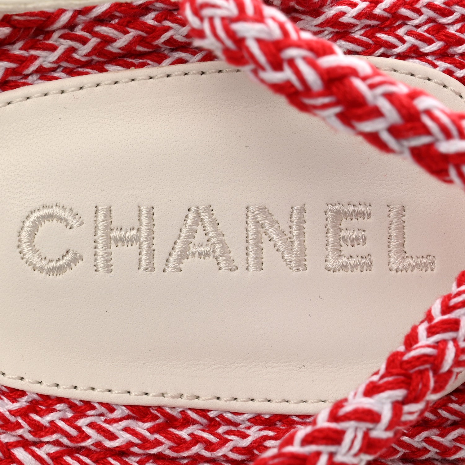 Chanel Lambskin Cord Chain CC Sandals 37 Red White 8 of 12
