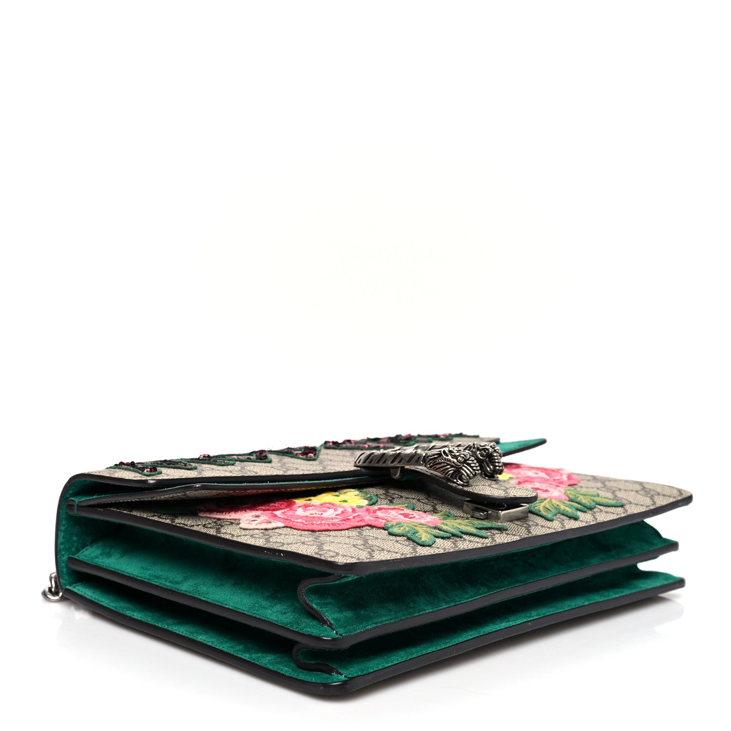 Gucci GG Supreme Monogram Embroidered Medium Dionysus Shoulder Bag Emerald 4 of 10
