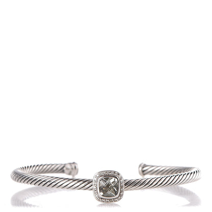 David Yurman Sterling Silver Diamond Prasiolite 4mm Noblesse Cable Bracelet 1 of 3
