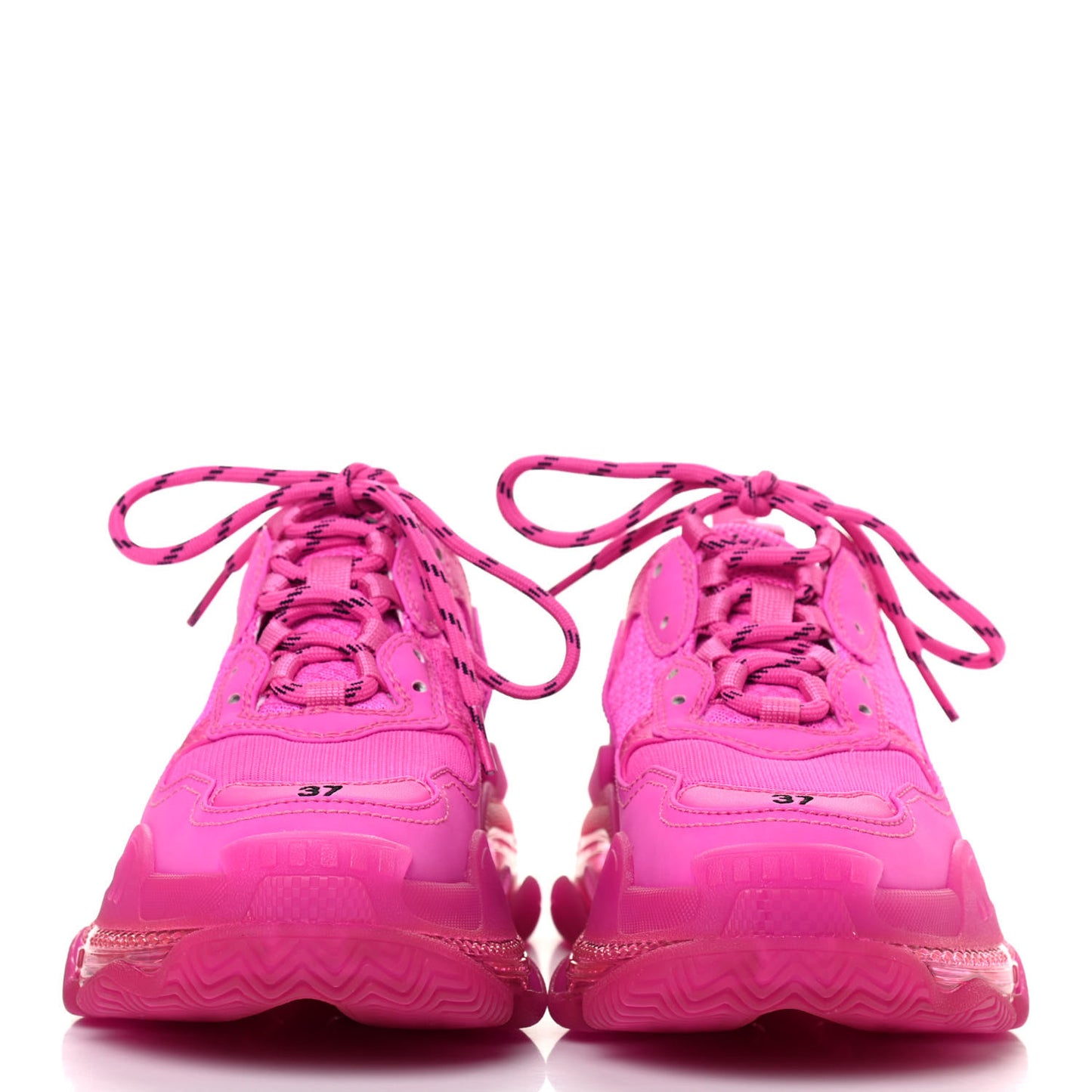 Fabric Mesh Clear Sole Fluo Womens Triple S Sneakers 37 Pink