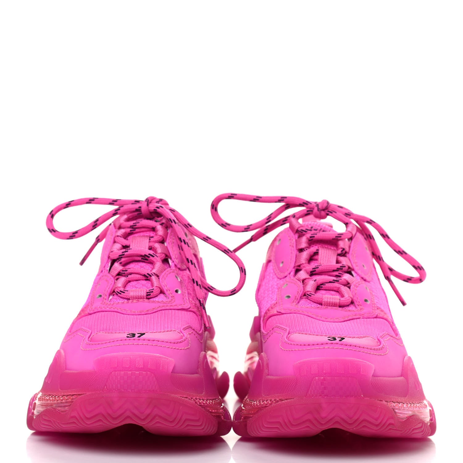 Balenciaga Fabric Mesh Clear Sole Fluo Womens Triple S Sneakers 37 Pink 2 of 4