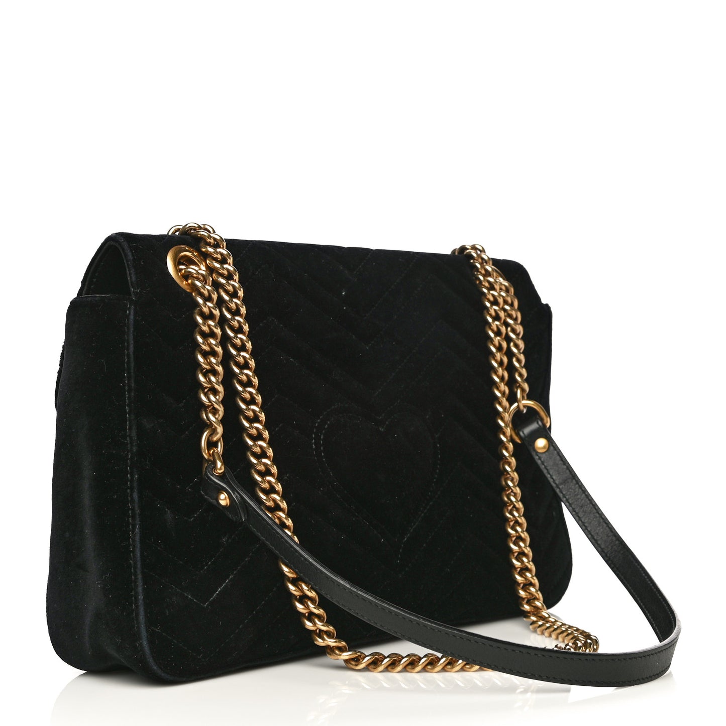 Velvet Matelasse Medium GG Marmont Shoulder Bag Black