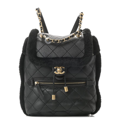 Chanel Lambskin Shearling Quilted CC Backpack Black 1 of 10
