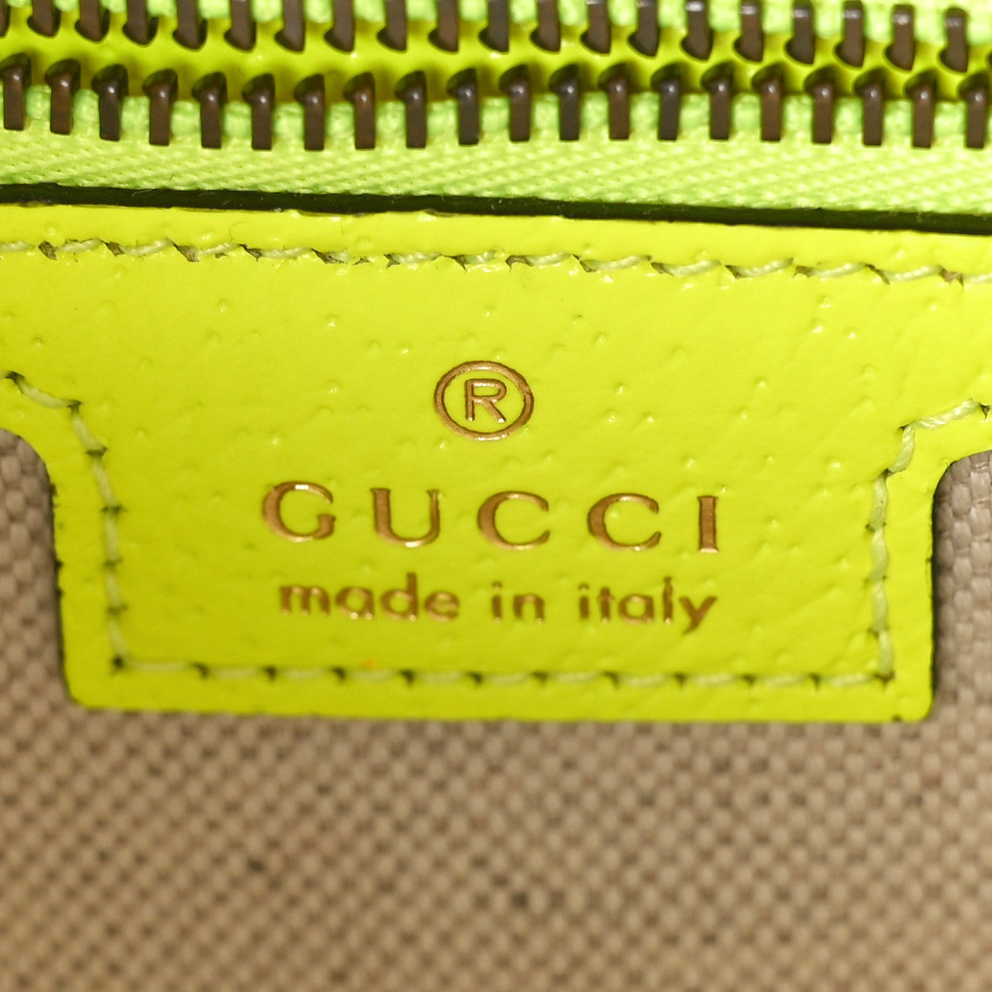 Gucci GG Supreme Monogram Textured Dollar Calfskin Web Ophidia Wristlet Shoulder Bag Beige Ebony Fluo Yellow 6 of 10
