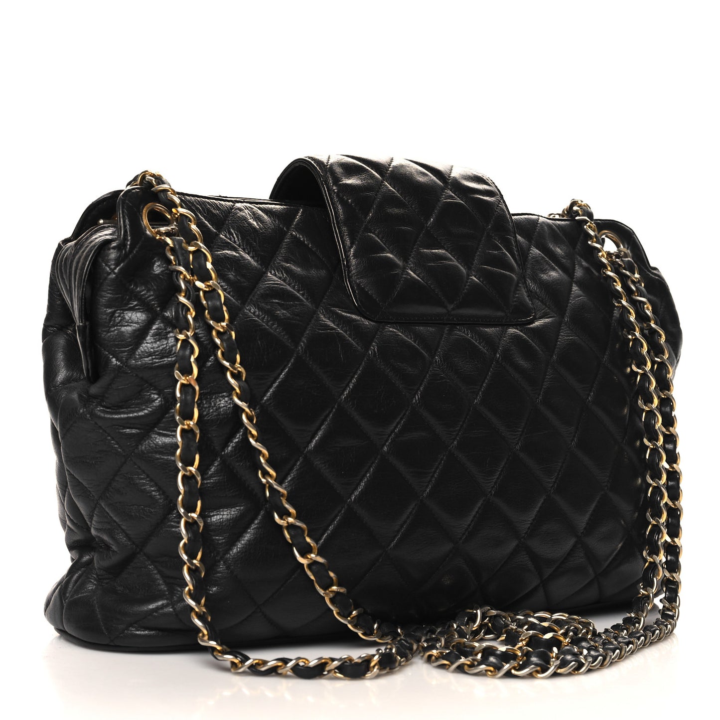 Lambskin Quilted Shoulder Bag Black