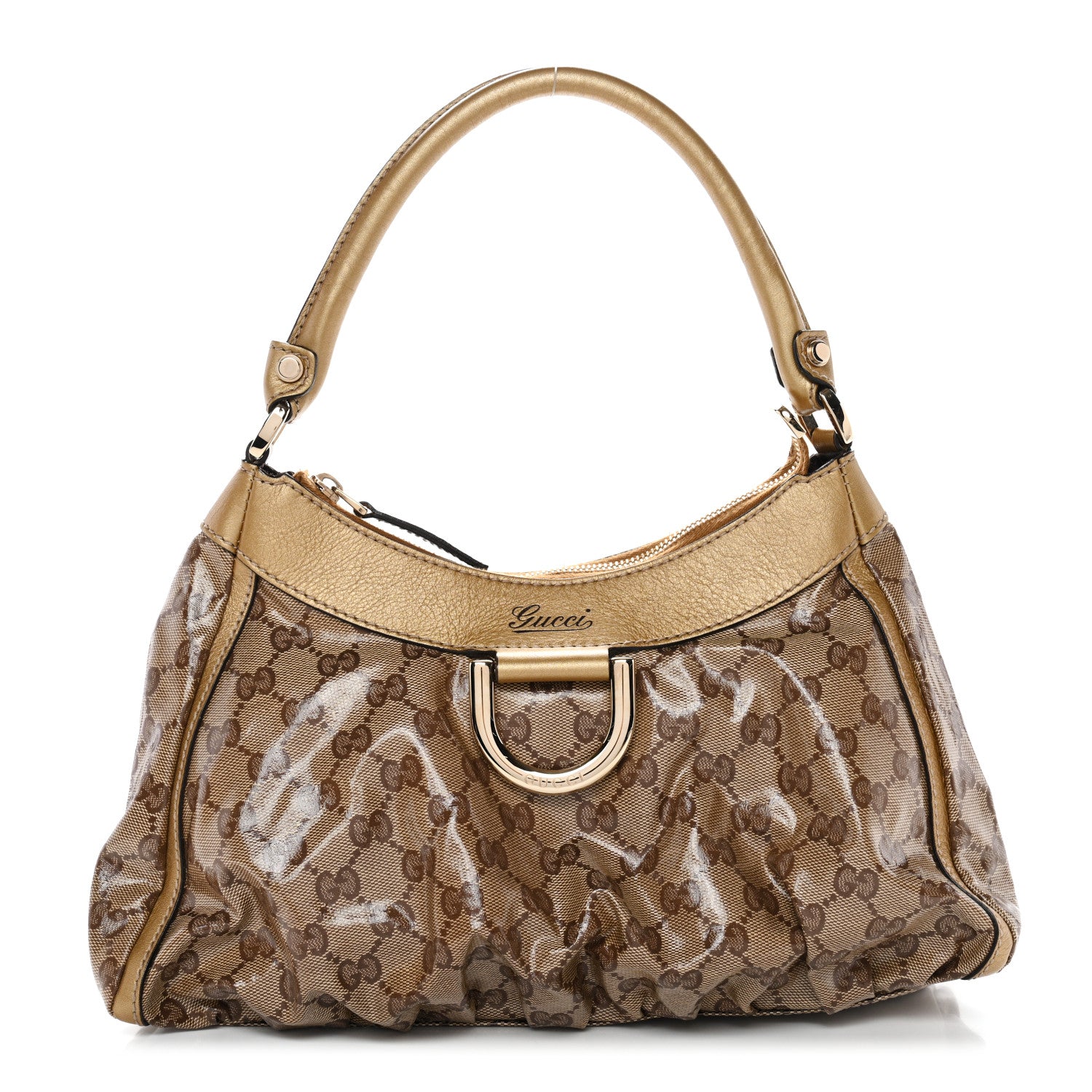 Gucci Crystal Monogram D Ring Gold Hobo Gold 1 of 11