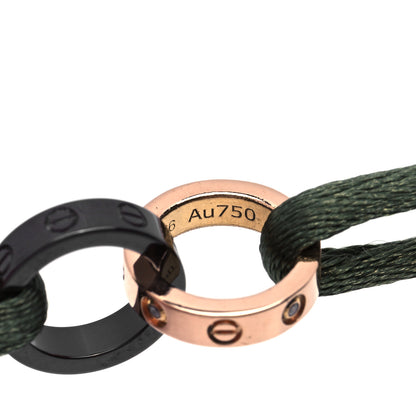 Cartier 18K Pink Gold Ceramic 4 Diamond LOVE Cord Bracelet Green 4 of 4