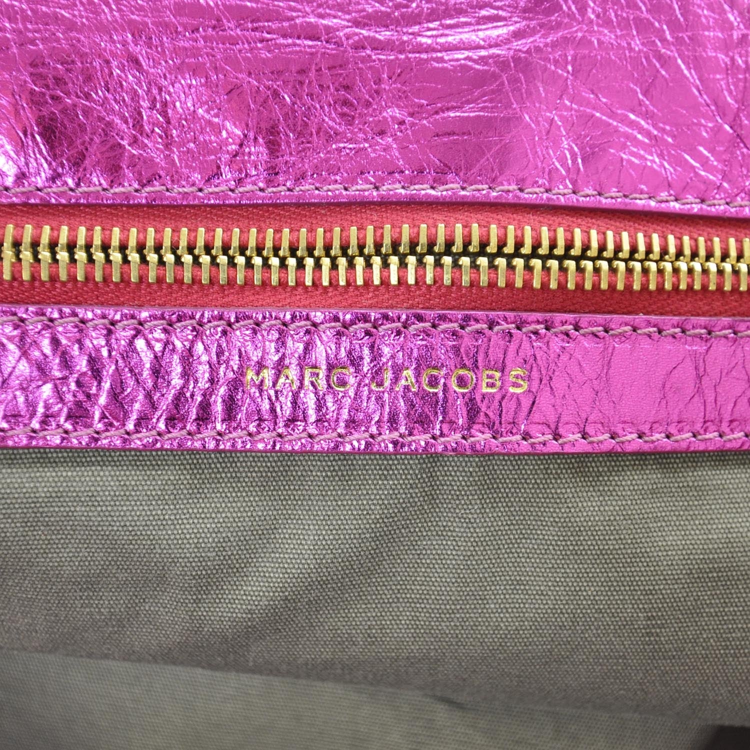 Marc Jacobs Crinkled Leather Cruise Tote Metallic Fuchsia 8 of 9